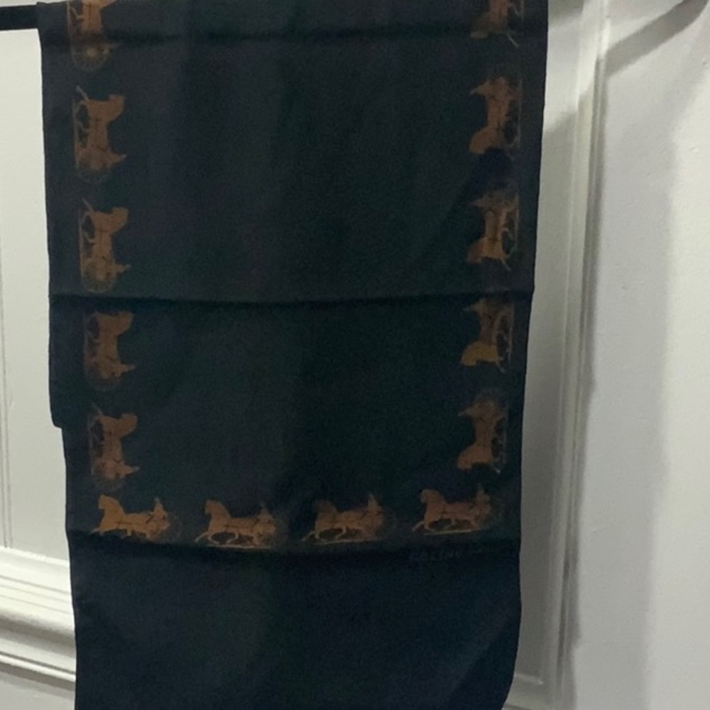 Vintage Authentic Celine 100% Silk Scarf Equestrian Horse Print